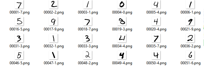 MNIST records extracted as PNG files